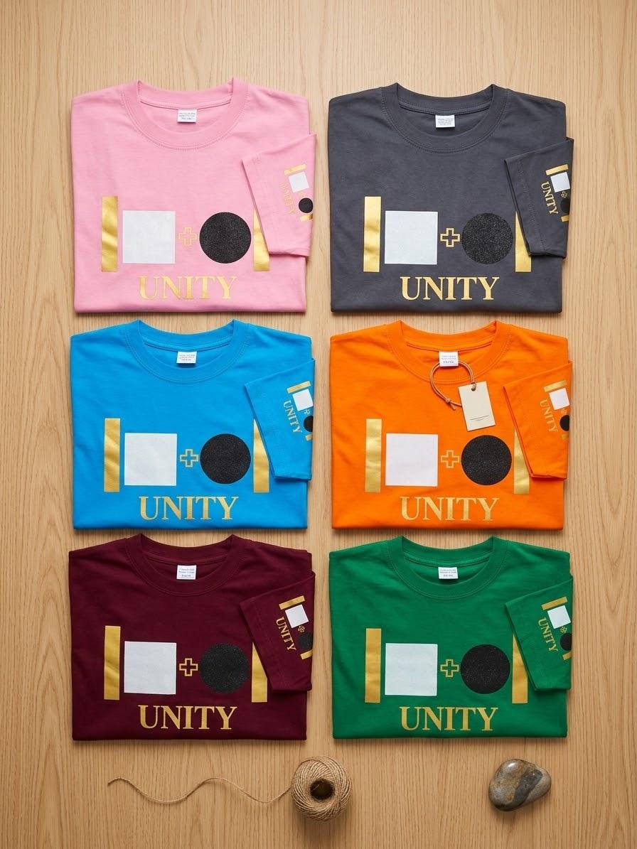 Unity tees laid flat